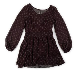 FREE PEOPLE  Patterned Dress, Eggplant Color Perfect Condition